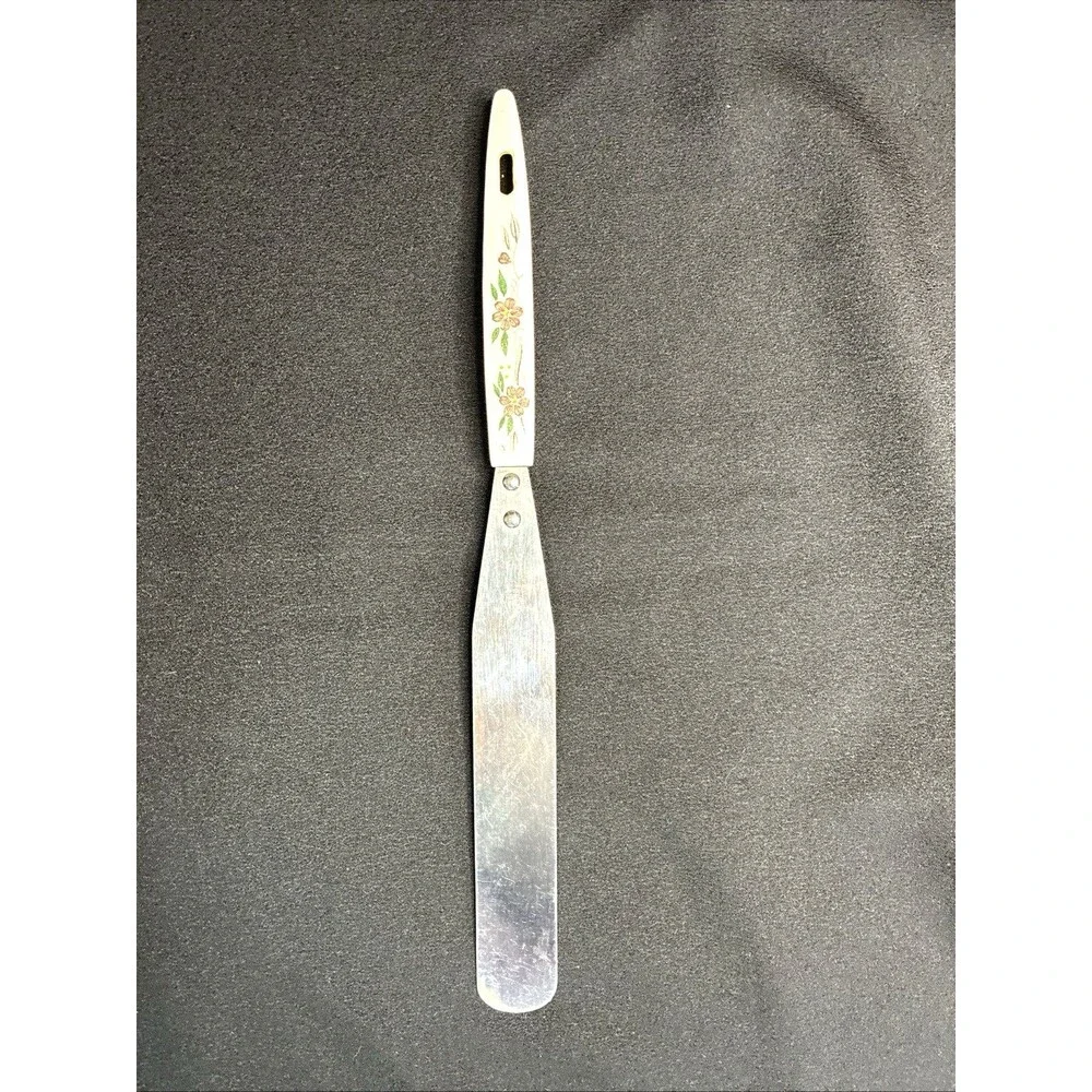 Vintage Peach Floral Icing Spreader Spatula Stainless Steel Household Japan MCM
